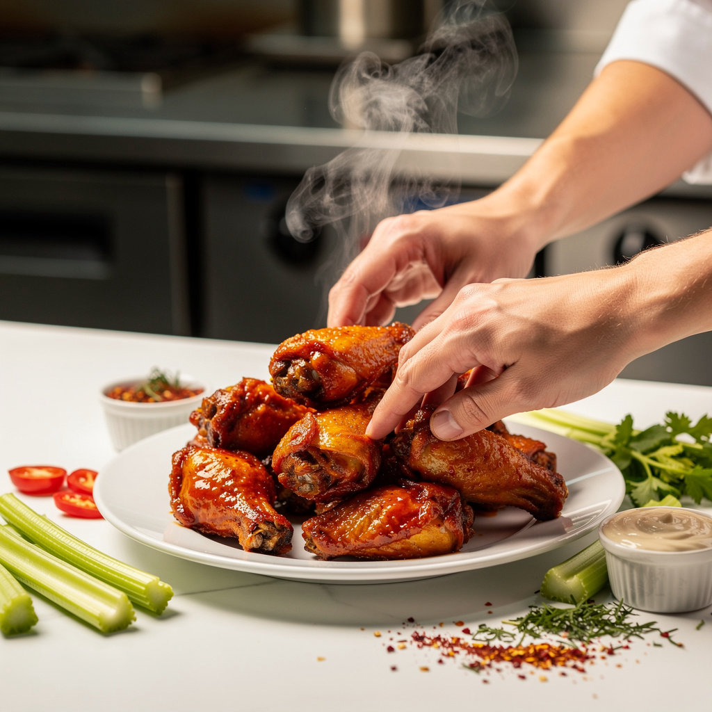 Wing station fresh chicken wings prepared hot and ready for delivery in Louisville, KY