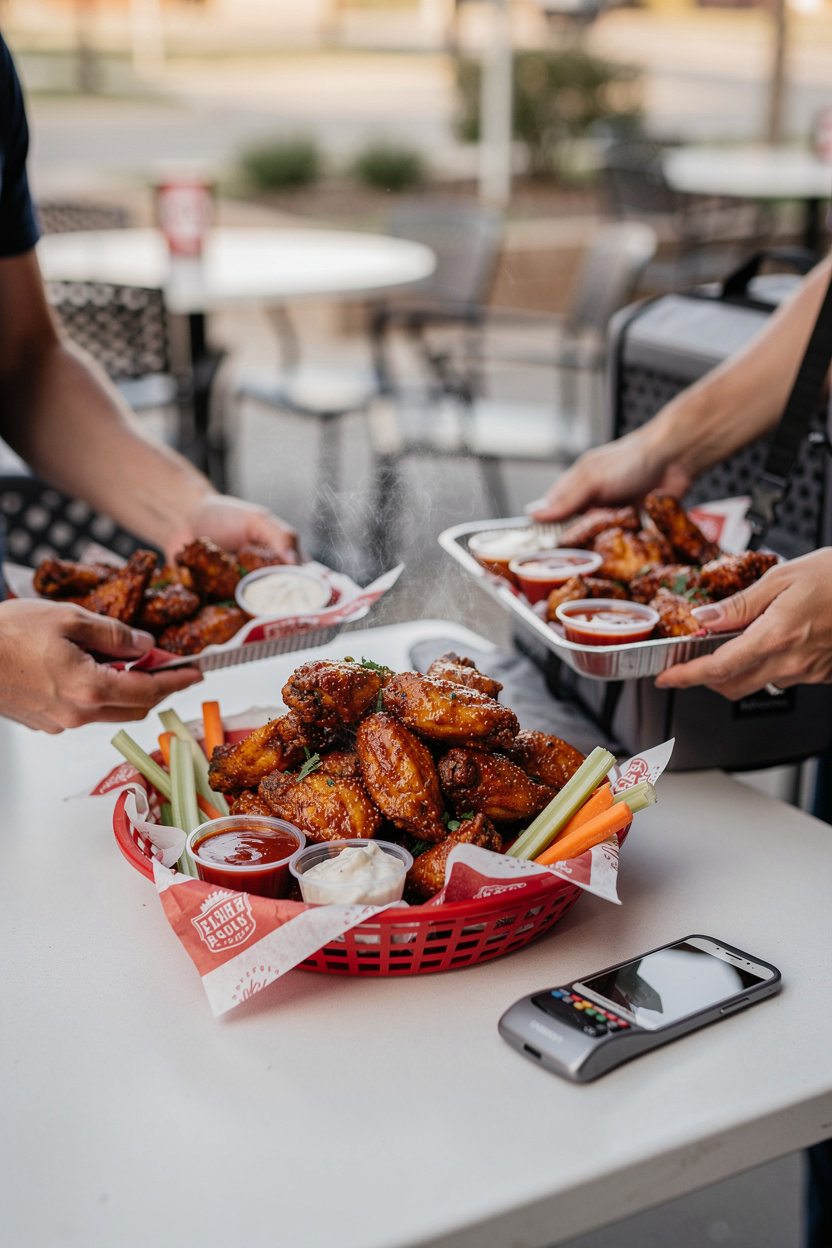 Wing station casual dining environment with happy customers enjoying wings in Louisville